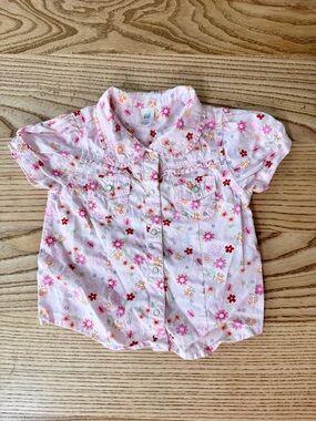Baby GAP Pink Floral Button-Front Baby Shirt